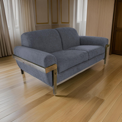 Pola Loveseat, Iron Gray Polyester, Foam Cushions, Solid Pine Wood, 69 Inch By Casagear Home