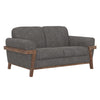 Pola Loveseat Iron Gray Polyester Foam Cushions Solid Pine Wood 69 Inch By Casagear Home