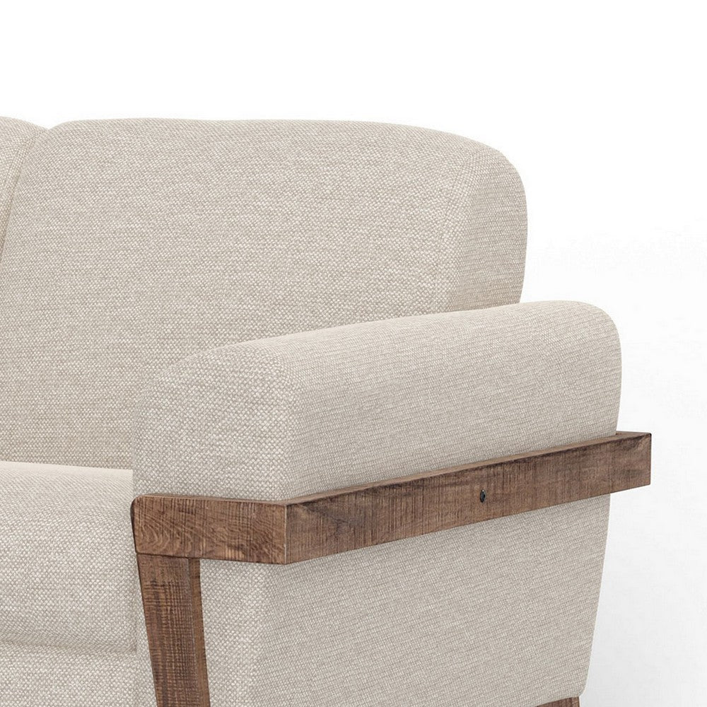 Pola Loveseat Beige Polyester Foam Cushions Solid Pine Wood 69 Inch By Casagear Home