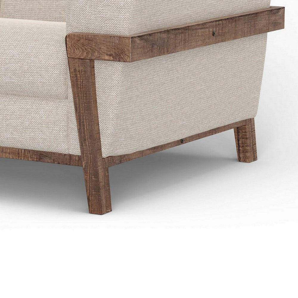 Pola Loveseat Beige Polyester Foam Cushions Solid Pine Wood 69 Inch By Casagear Home