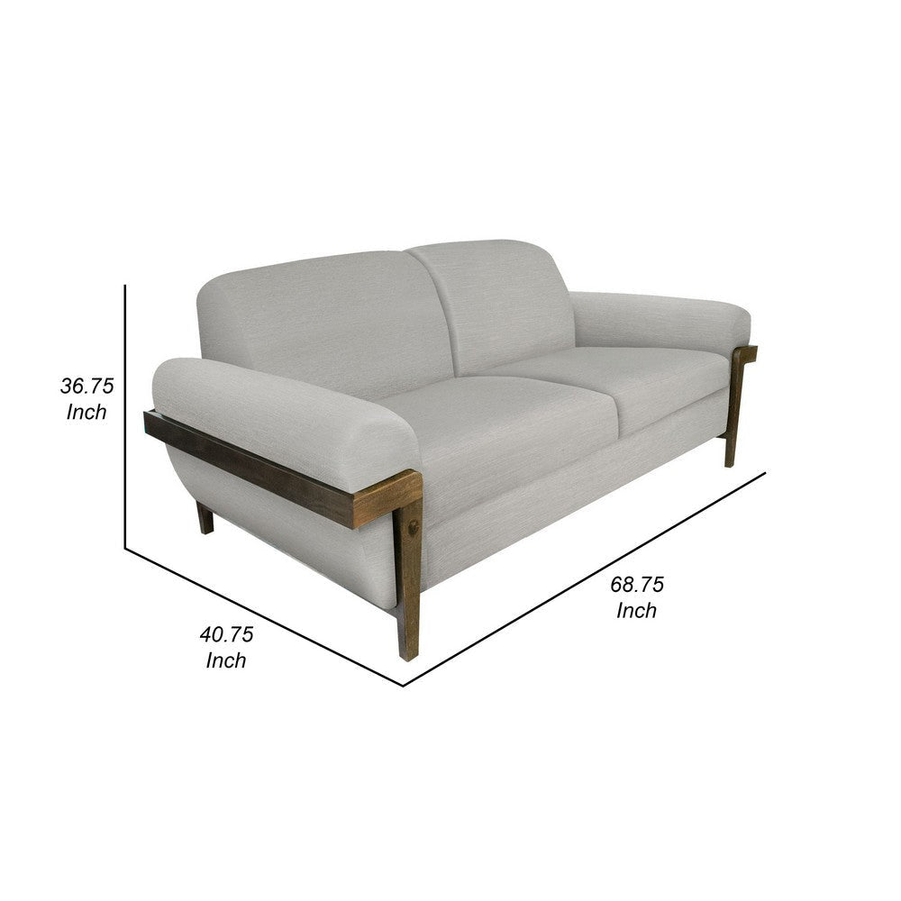 Pola Loveseat Beige Polyester Foam Cushions Solid Pine Wood 69 Inch By Casagear Home