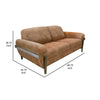 Pola Loveseat Cognac Brown Faux Leather Foam Solid Pine Wood 69 Inch By Casagear Home