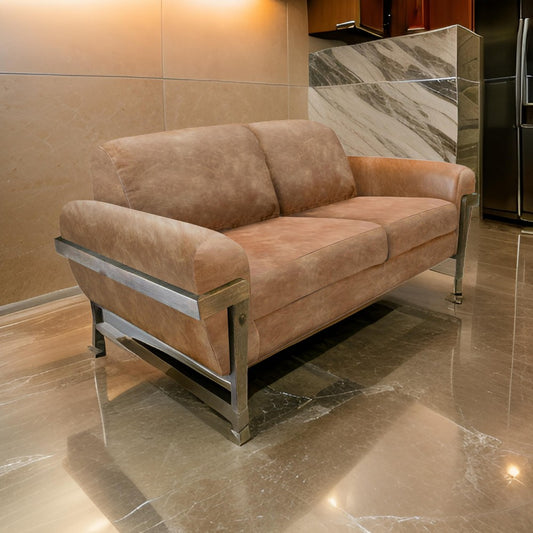 Pola Loveseat, Cognac Brown Faux Leather, Foam, Solid Pine Wood, 69 Inch By Casagear Home