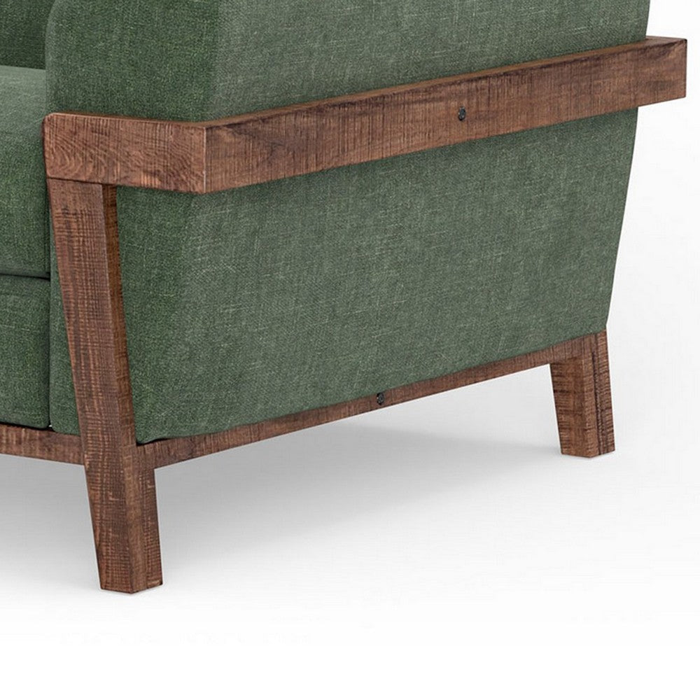Pola Sofa Olive Green Polyester Foam Cushions Solid Pine Wood 95 Inch By Casagear Home