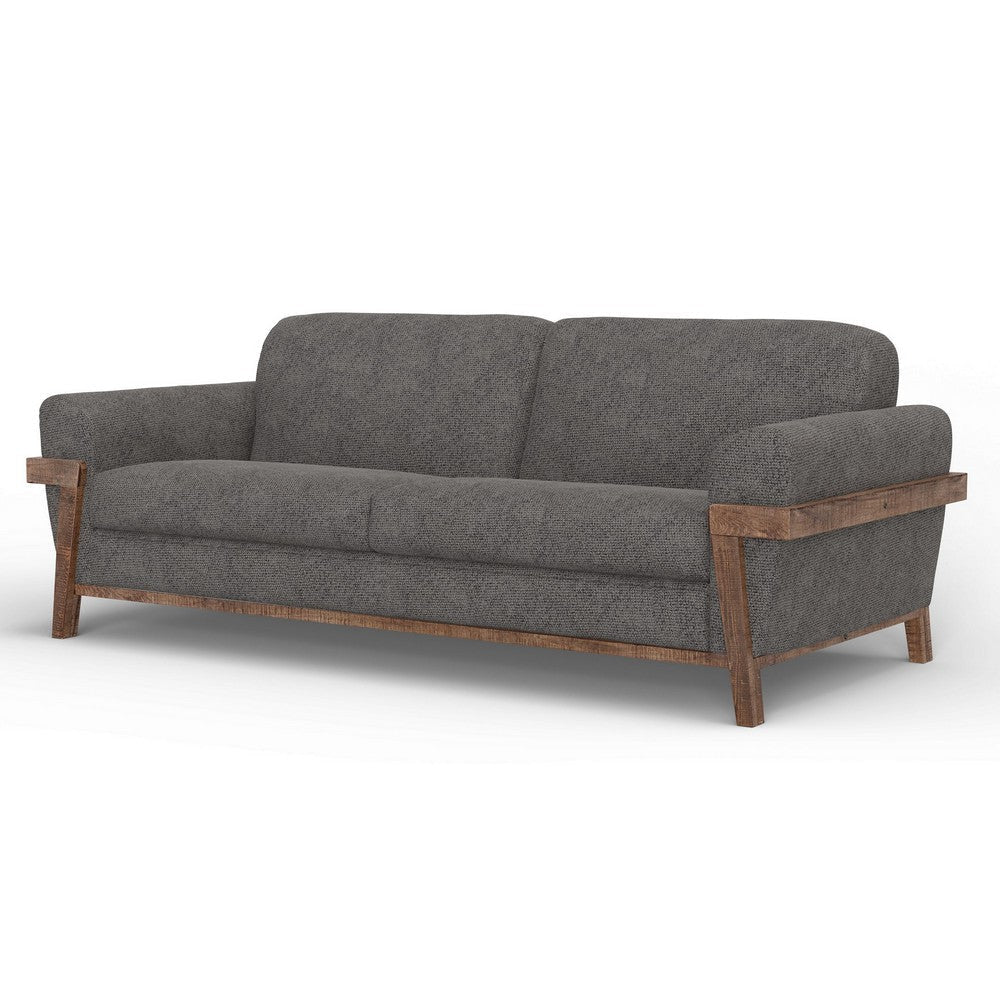 Pola Sofa Iron Gray Polyester Foam Cushions Solid Pine Wood 95 Inch By Casagear Home