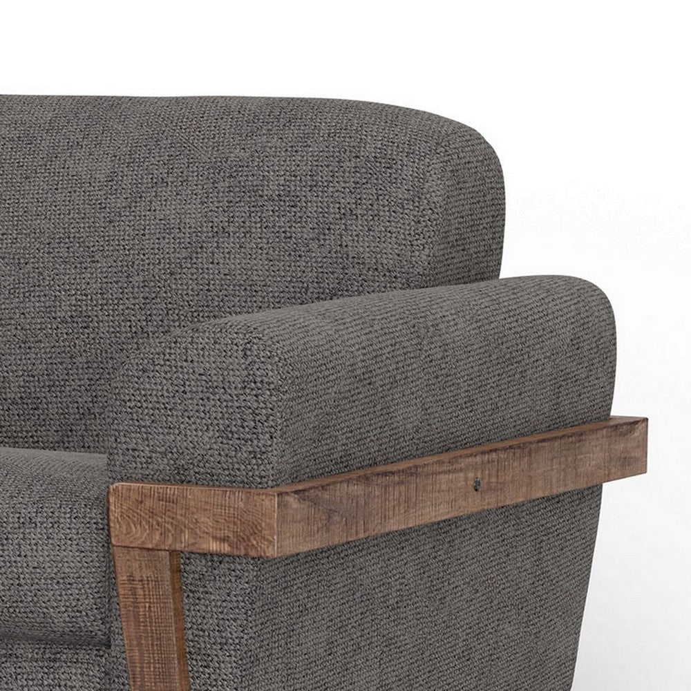 Pola Sofa Iron Gray Polyester Foam Cushions Solid Pine Wood 95 Inch By Casagear Home