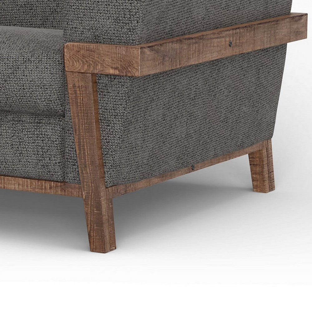 Pola Sofa Iron Gray Polyester Foam Cushions Solid Pine Wood 95 Inch By Casagear Home