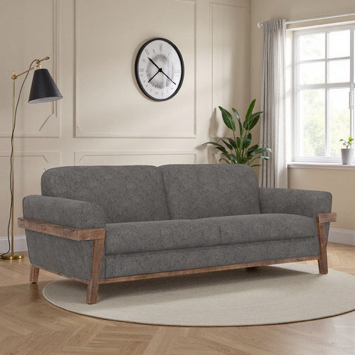 Pola Sofa, Iron Gray Polyester, Foam Cushions, Solid Pine Wood, 95 Inch By Casagear Home