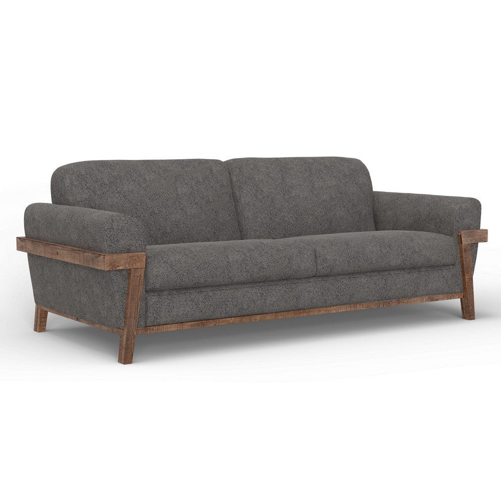 Pola Sofa, Iron Gray Polyester, Foam Cushions, Solid Pine Wood, 95 Inch By Casagear Home