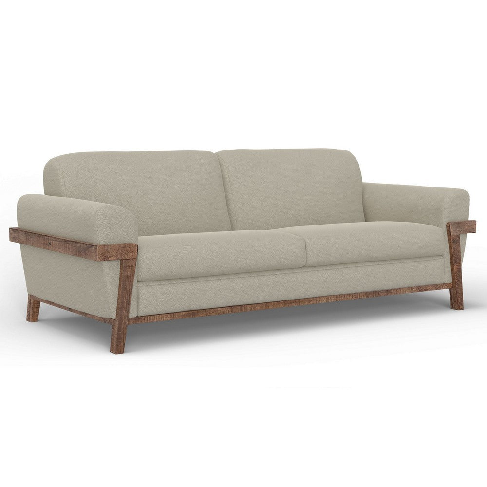 Pola Sofa, Almond Gray Polyester, Foam Cushions, Solid Pine Wood, 95 Inch By Casagear Home