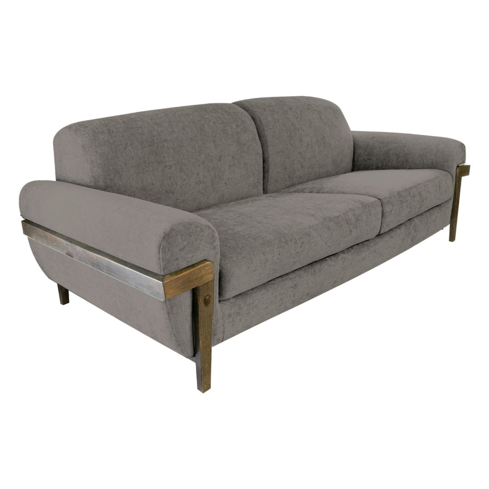 Pola Sofa, Almond Gray Polyester, Foam Cushions, Solid Pine Wood, 95 Inch By Casagear Home