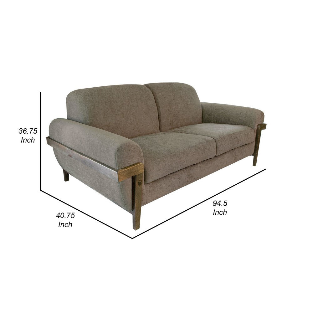 Pola Sofa Light Brown Polyester Foam Cushions Solid Pine Wood 95 Inch By Casagear Home