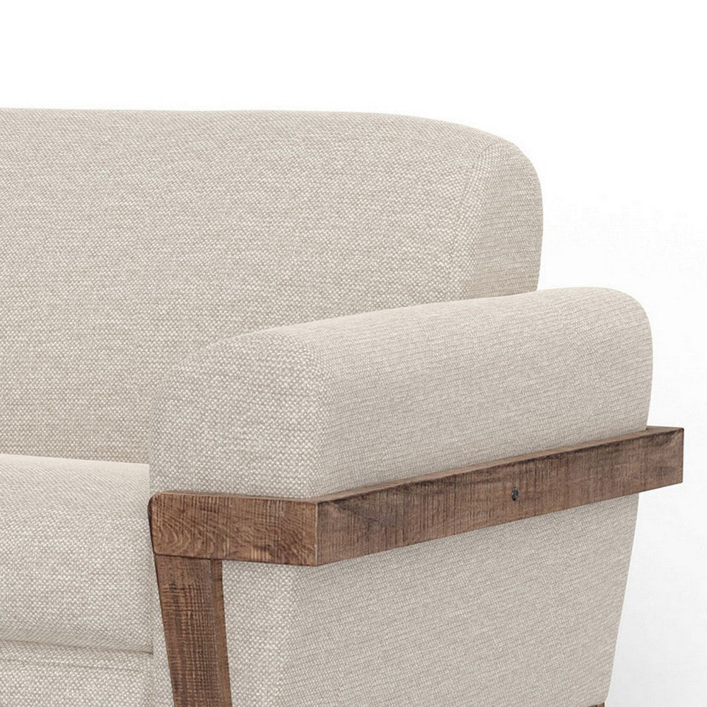 Pola Sofa Beige Polyester Foam Cushions Solid Pine Wood Frame 95 Inch By Casagear Home