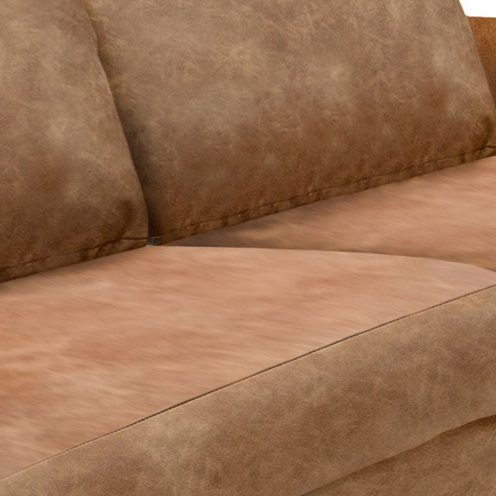 Pola Sofa Cognac Brown Faux Leather Foam Solid Pine Wood 95 Inch By Casagear Home BM320756