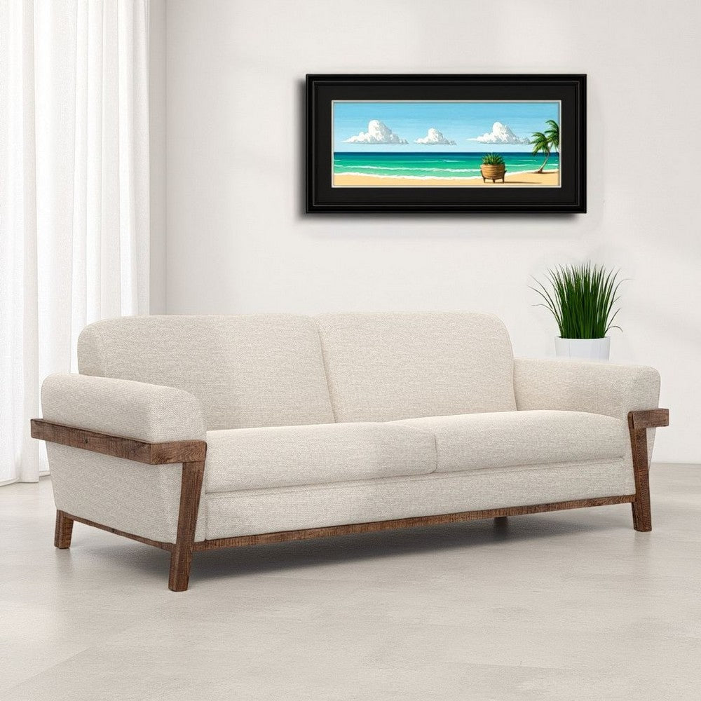 Pola Sofa, Cognac Brown Faux Leather, Foam, Solid Pine Wood, 95 Inch By Casagear Home