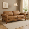 Pola Sofa, Cognac Brown Faux Leather, Foam, Solid Pine Wood, 95 Inch By Casagear Home