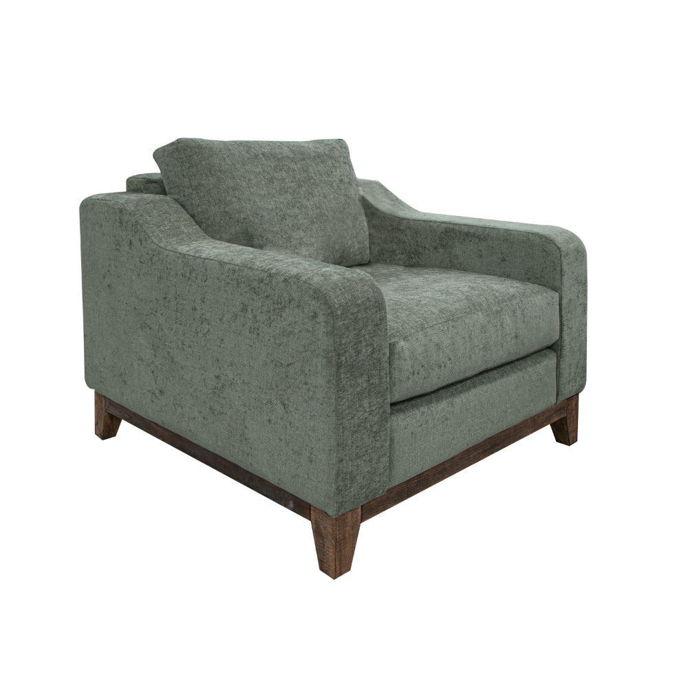 Tuba Accent Chair Olive Green Polyester Foam Cushions Solid Pine Wood By Casagear Home BM320757