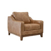 Tuba Accent Chair, Cognac Brown Faux Leather, Plush Foam, Solid Pine Wood By Casagear Home