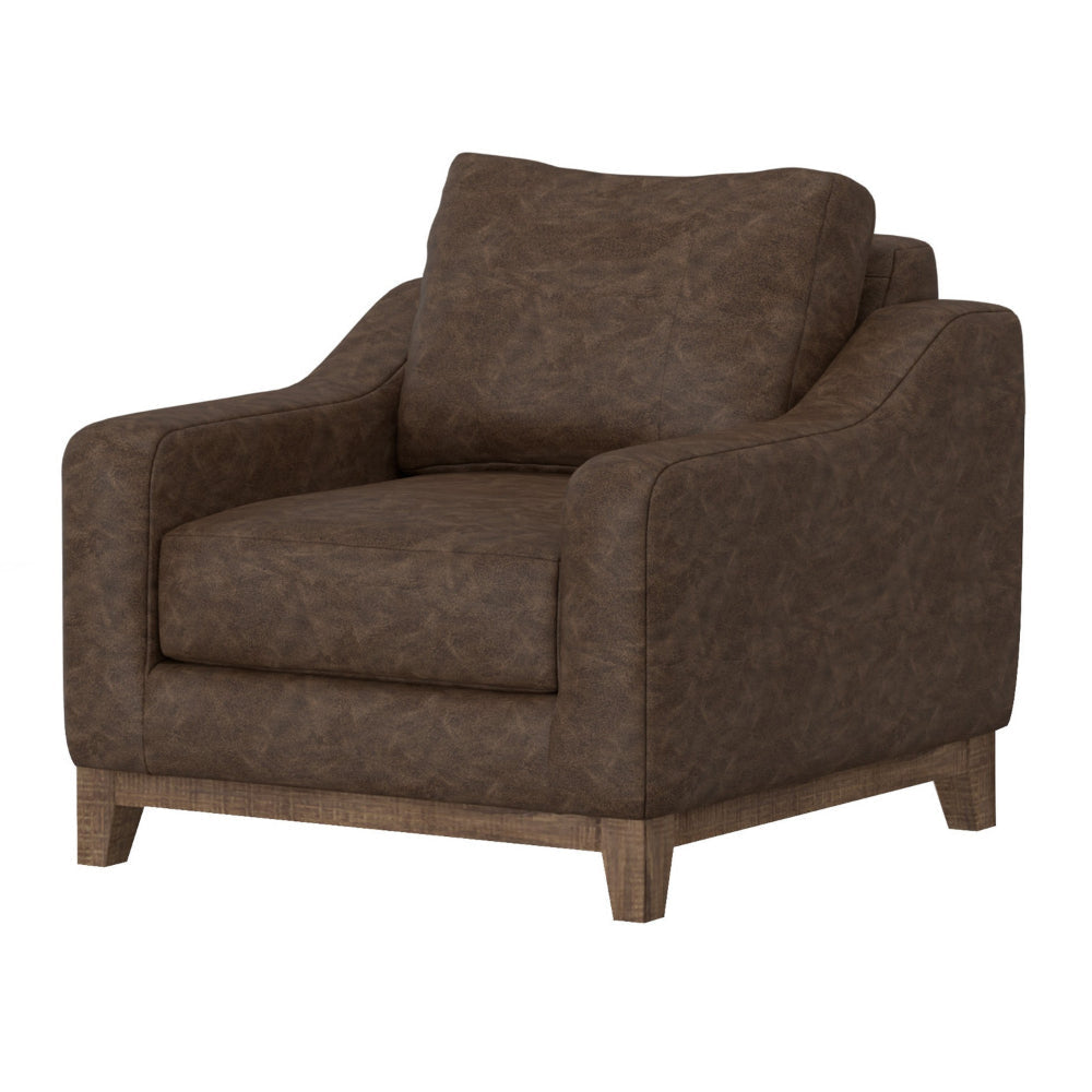 Tuba Accent Chair Chocolate Brown Polyester Plush Foam Solid Pine Wood By Casagear Home BM320762