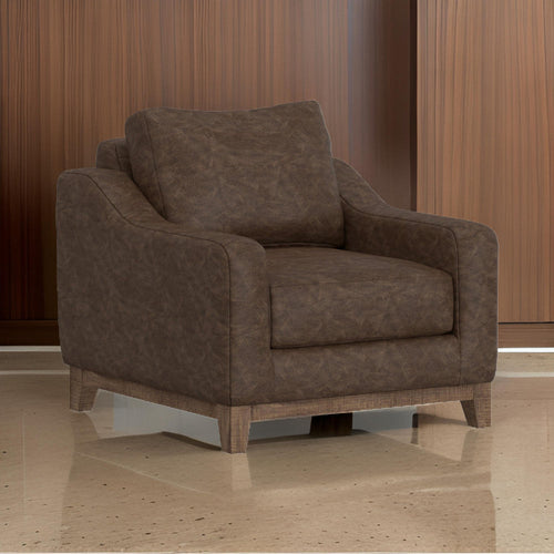 Tuba Accent Chair, Chocolate Brown Polyester, Plush Foam, Solid Pine Wood By Casagear Home