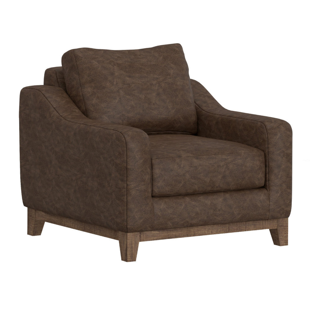 Tuba Accent Chair Chocolate Brown Polyester Plush Foam Solid Pine Wood By Casagear Home BM320762