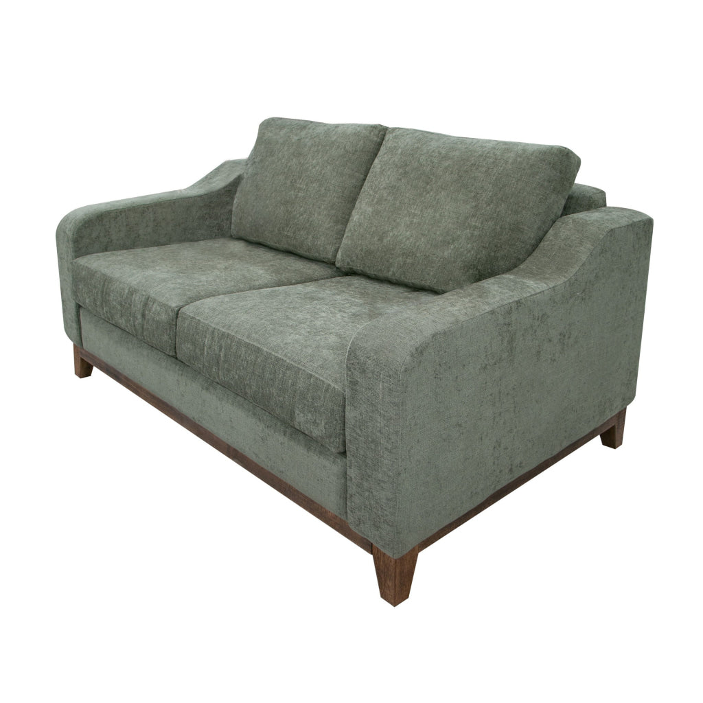 Tuba Loveseat Olive Green Polyester Plush Foam Solid Pine Wood 62 Inch By Casagear Home BM320763