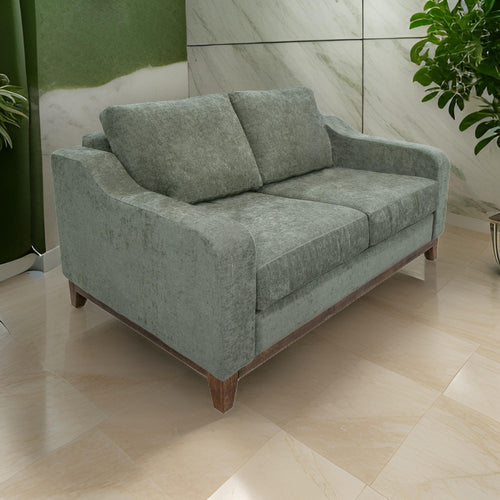 Tuba Loveseat, Olive Green Polyester, Plush Foam, Solid Pine Wood, 62 Inch By Casagear Home