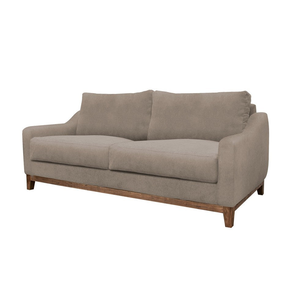 Tuba Loveseat Light Brown Polyester Plush Foam Solid Pine Wood 62 Inch By Casagear Home