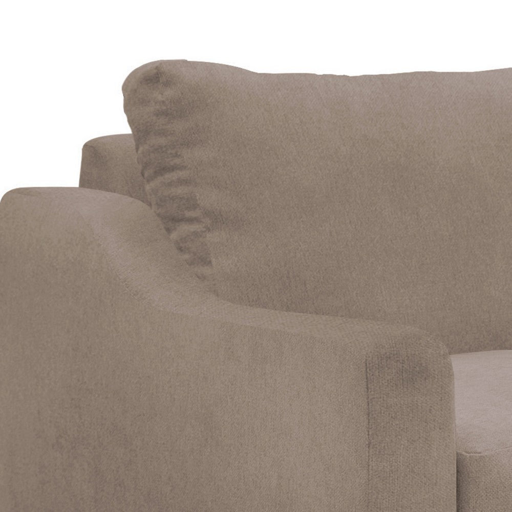 Tuba Loveseat Light Brown Polyester Plush Foam Solid Pine Wood 62 Inch By Casagear Home