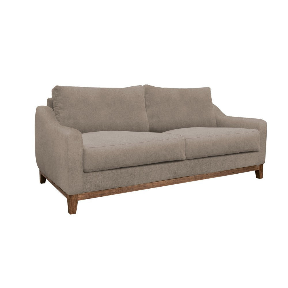 Tuba Loveseat Light Brown Polyester Plush Foam Solid Pine Wood 62 Inch By Casagear Home