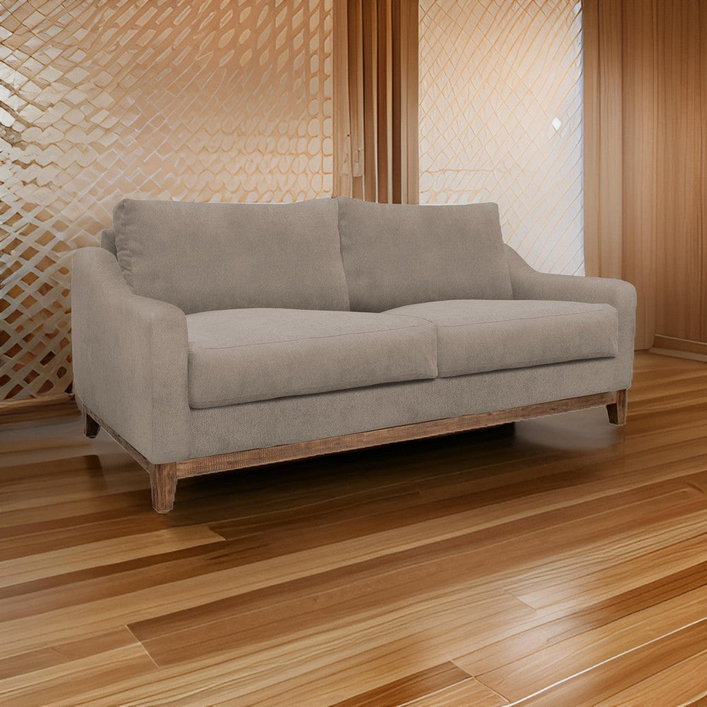 Tuba Loveseat, Light Brown Polyester, Plush Foam, Solid Pine Wood, 62 Inch By Casagear Home