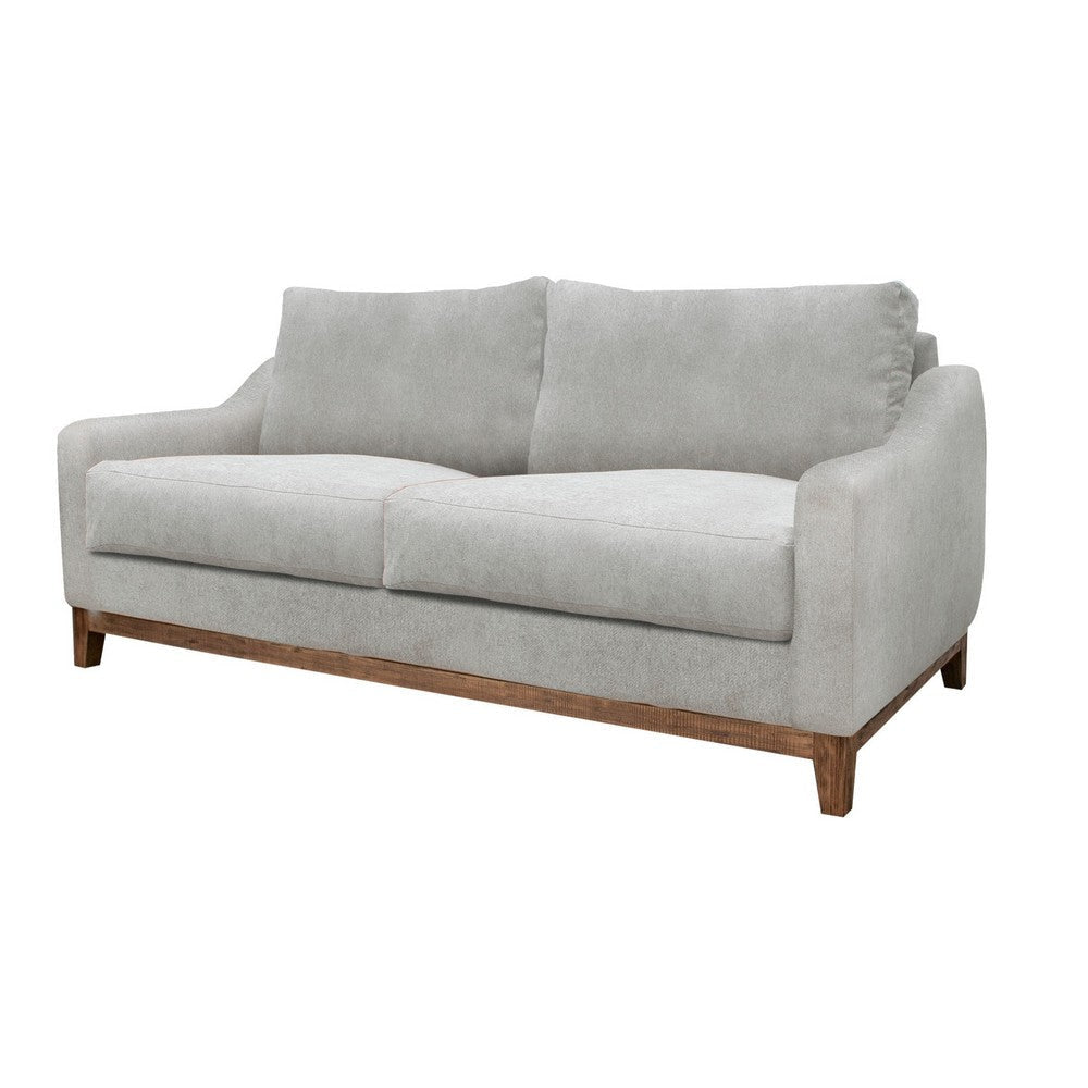 Tuba Loveseat Beige Polyester Foam Cushions Solid Pine Wood 62 Inch By Casagear Home
