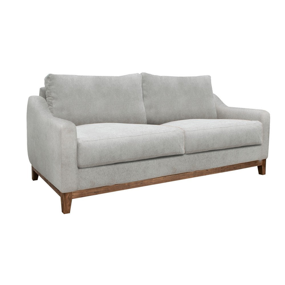 Tuba Loveseat Beige Polyester Foam Cushions Solid Pine Wood 62 Inch By Casagear Home