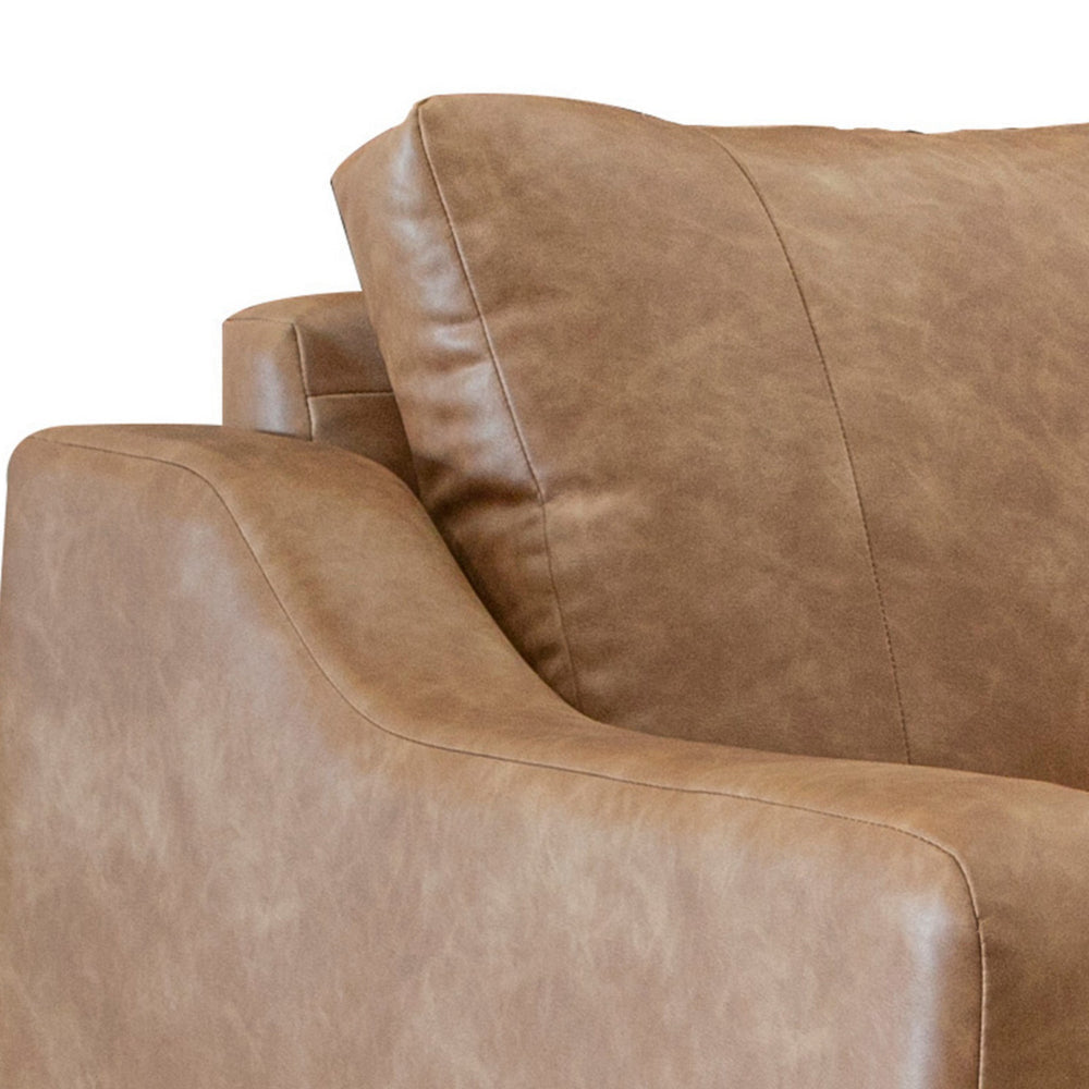 Tuba Loveseat Cognac Brown Faux Leather Foam Solid Pine Wood 62 Inch By Casagear Home BM320766