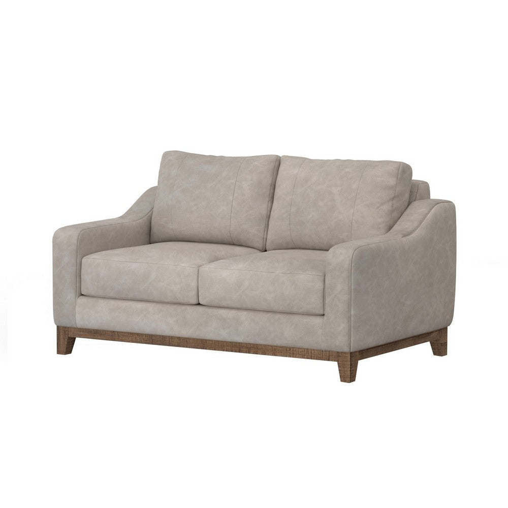 Tuba Loveseat Gray Polyester Foam Cushions Solid Pine Wood 62 Inch By Casagear Home