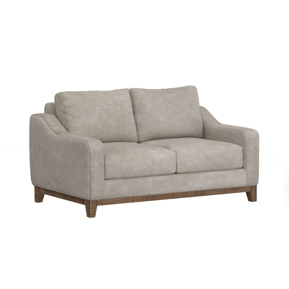 Tuba Loveseat Gray Polyester Foam Cushions Solid Pine Wood 62 Inch By Casagear Home