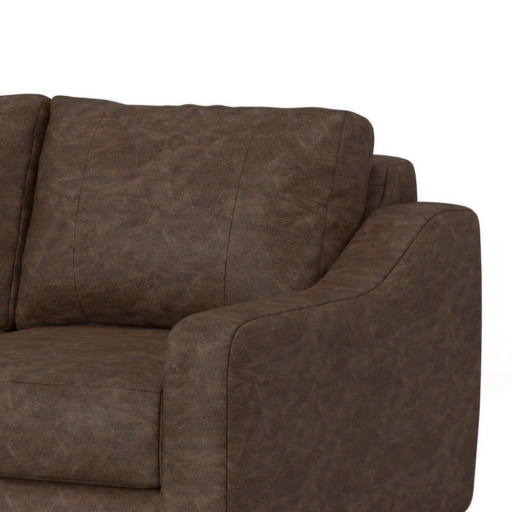 Tuba 62 Inch Loveseat Chocolate Brown Polyester Foam Cushions Solid Wood By Casagear Home