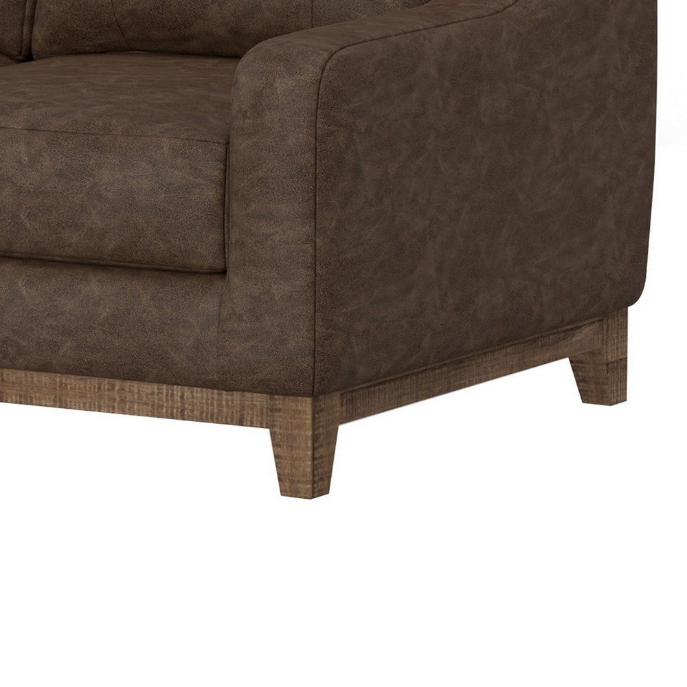 Tuba 62 Inch Loveseat Chocolate Brown Polyester Foam Cushions Solid Wood By Casagear Home