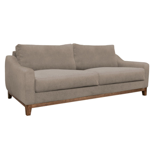 Tuba Sofa, Light Brown Polyester, Foam Cushions, Solid Pine Wood, 88 Inch By Casagear Home