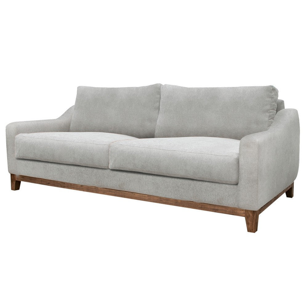 Tuba Sofa Beige Polyester Foam Cushions Solid Pine Wood Frame 88 Inch By Casagear Home