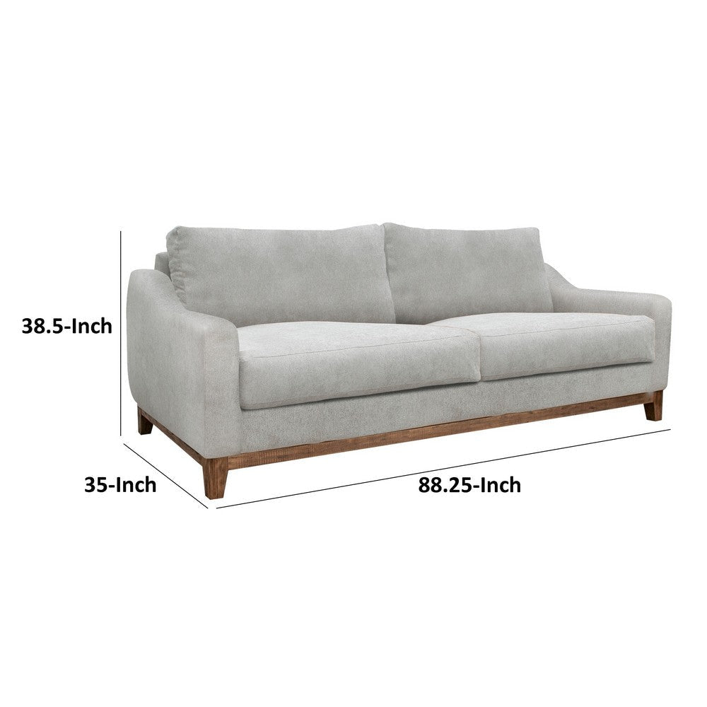 Tuba Sofa Beige Polyester Foam Cushions Solid Pine Wood Frame 88 Inch By Casagear Home