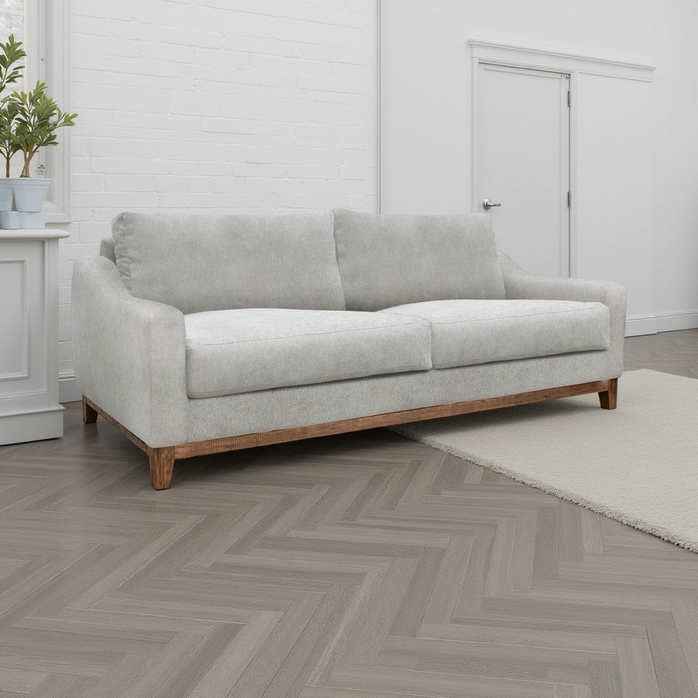 Tuba Sofa, Beige Polyester, Foam Cushions, Solid Pine Wood Frame, 88 Inch By Casagear Home