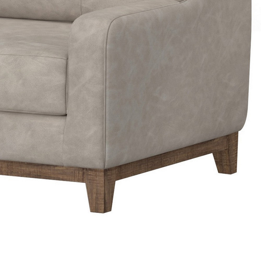 Tuba Sofa Gray Polyester Foam Cushions Solid Pine Wood Frame 88 Inch By Casagear Home