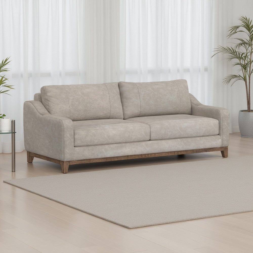 Tuba Sofa, Gray Polyester, Foam Cushions, Solid Pine Wood Frame, 88 Inch By Casagear Home
