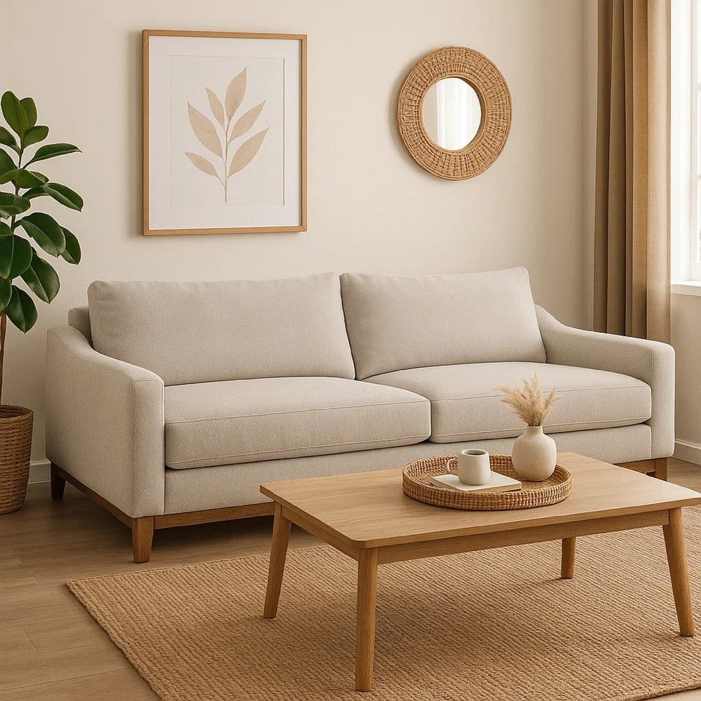 Tuba Sofa, Gray Polyester, Foam Cushions, Solid Pine Wood Frame, 88 Inch By Casagear Home