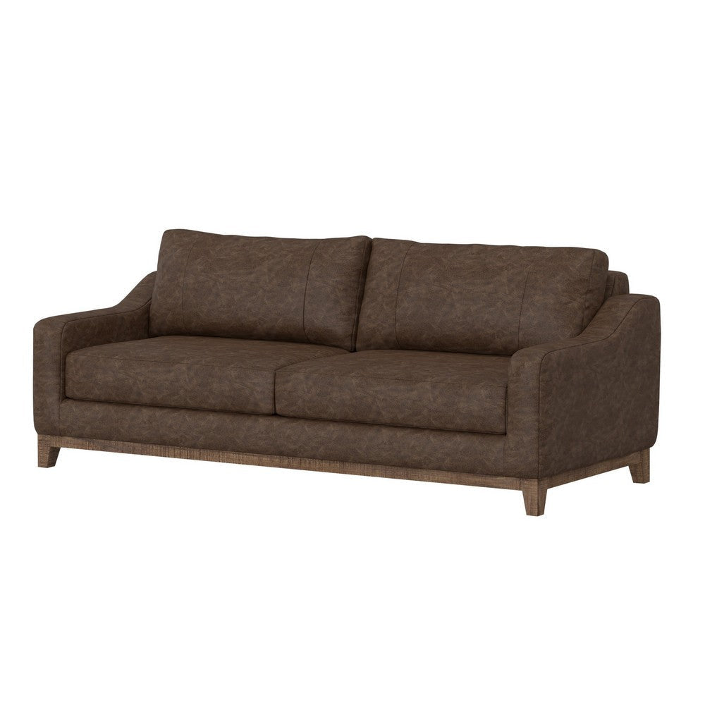 Tuba Sofa Chocolate Brown Polyester Foam Cushions Solid Wood 88 Inch By Casagear Home