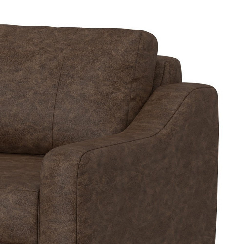 Tuba Sofa Chocolate Brown Polyester Foam Cushions Solid Wood 88 Inch By Casagear Home