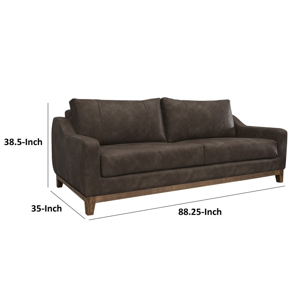 Tuba Sofa Chocolate Brown Polyester Foam Cushions Solid Wood 88 Inch By Casagear Home