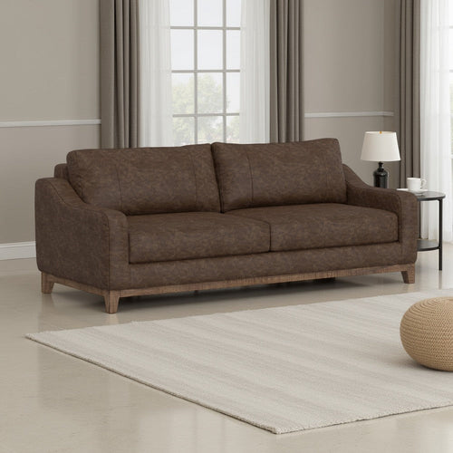 Tuba Sofa, Chocolate Brown Polyester, Foam Cushions, Solid Wood, 88 Inch By Casagear Home