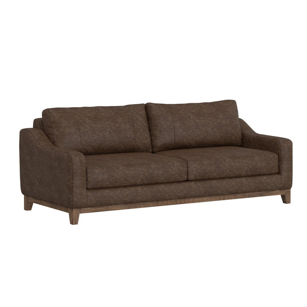 Tuba Sofa, Chocolate Brown Polyester, Foam Cushions, Solid Wood, 88 Inch By Casagear Home